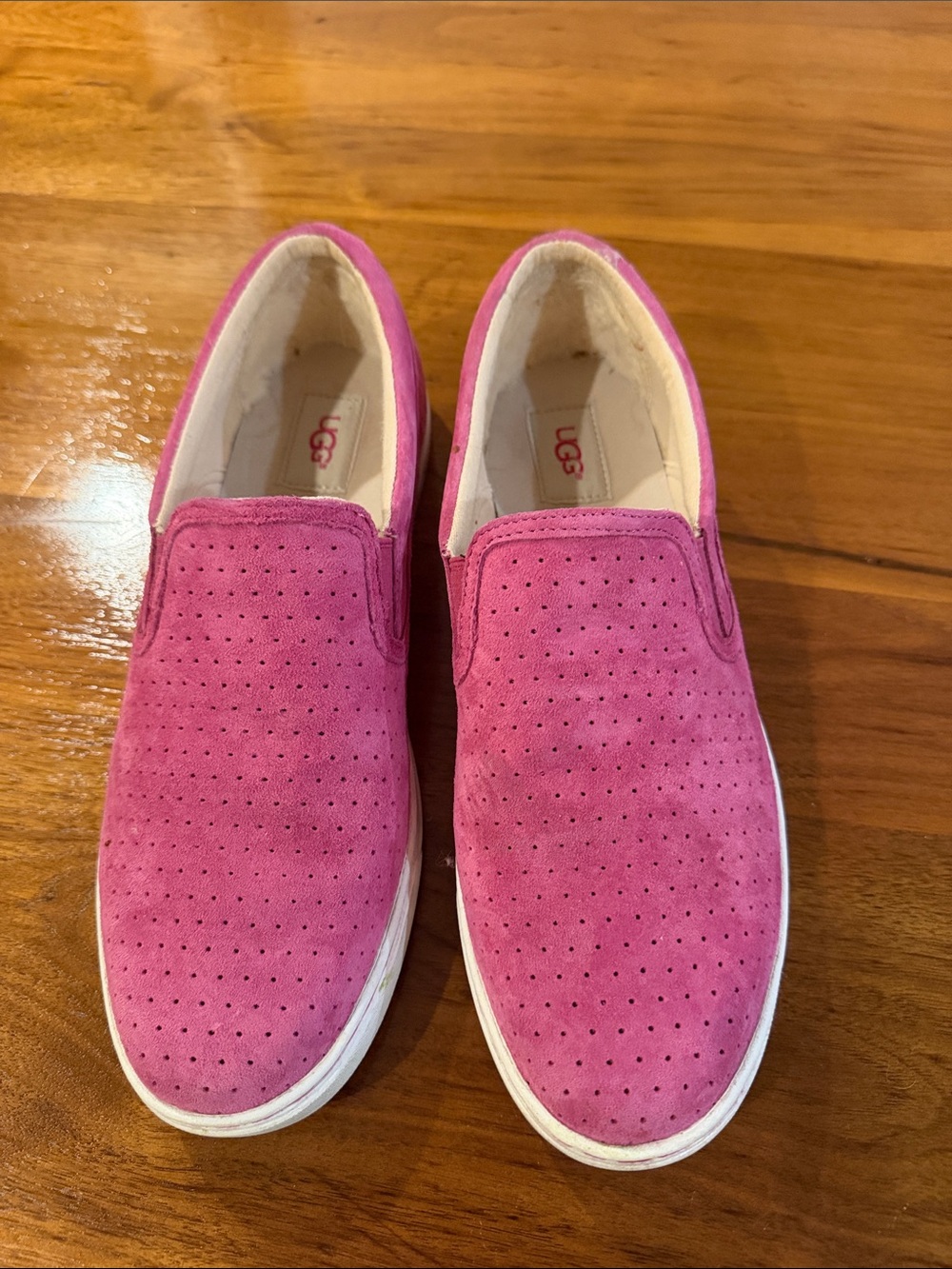 UGG Bright Pink Perforated Slip-On Sneakers